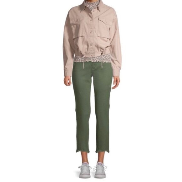 3/$30 Utility Style Cropped Jacket, Taupe - Picture 4 of 9